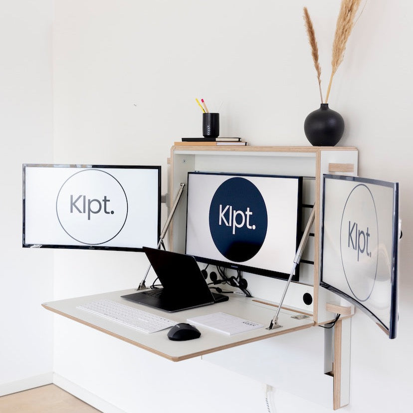Seitliche Halterung für Laptop und Monitor