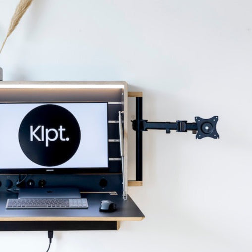 Seitliche Halterung für Laptop und Monitor