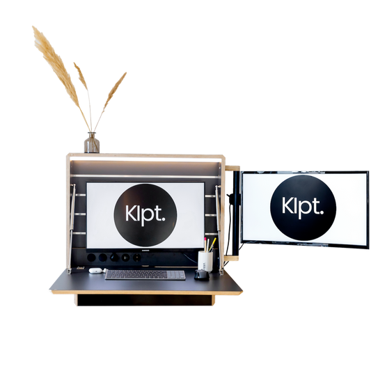 Seitliche Halterung für Laptop und Monitor